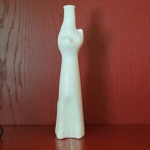 Riesling Collectable White Cat Shaped Glass Wine Bottle Vase (empty)